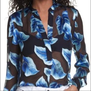 Alice & Olivia Semi Sheer Floral Pullover Blouse